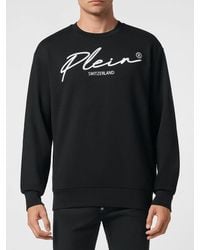 Philipp Plein - Cotton Crewneck Sweatshirt With Dropped Shoulders And Contrast Logo - Lyst
