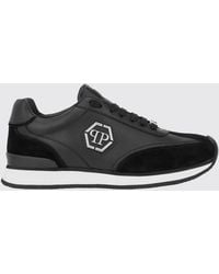 Philipp Plein - Leather And Suede Low-Top Sneakers With Hexagon Logo And Monogram - Lyst