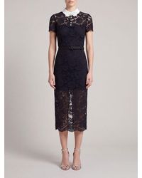 Self-Portrait - Midi Lace Sheath Dress With Jewel Buttons And Belt - Lyst