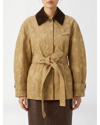 Erdem - Floral Cotton Short Trench Coat With Belt And Velvet Collar - Lyst