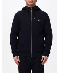 Fred Perry - Cotton Zip-Up Hoodie With Kangaroo Pockets And Embroidered Logo - Lyst