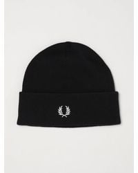 Fred Perry - Wool And Cotton Blend Beanie Hat With Embroidered Logo - Lyst