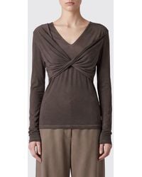 Uma Wang - Slim Fit Draped Jersey V-Neck Top With Long Sleeves - Lyst