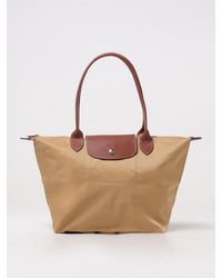Longchamp - Le Pliage Original M Nylon And Grained Leather Bag - Lyst