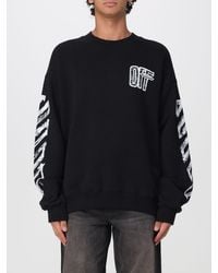 Off-White c/o Virgil Abloh - Relaxed Fit Cotton Crewneck Sweatshirt With Arrow And Diagonal Prints - Lyst
