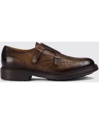 Doucal's - Smooth Calfskin Double Monk Strap Shoes With Rubber Sole - Lyst