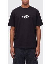 Y-3 - Cotton Crewneck T-Shirt With Contrast Logo Print On The Back - Lyst