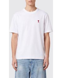 Ami Paris - Long-Sleeved Organic Cotton T-Shirt With Embroidered Logo - Lyst