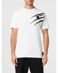 Philipp Plein - Slim Fit Cotton T-Shirt With Graphic Print And Dropped Shoulders - Lyst
