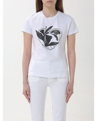 Liu Jo - T-shirt in cotone con logo e strass - Lyst