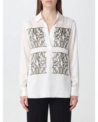 Max Mara - Monogram Print Silk Shirt With Classic Collar - Lyst