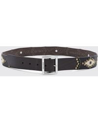 Golden Goose - Leather And Pony-Effect Belt With Studs And Engraved Buckle - Lyst