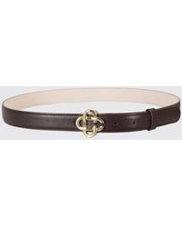 CASABLANCA - Smooth Leather Belt With Metallic Monogram Buckle - Lyst