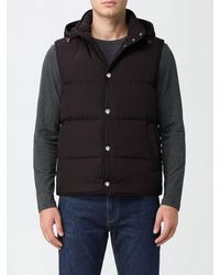 Eleventy - Padded Wool Blend Gilet With Hood And Snap Closure - Lyst