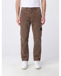 Stone Island - Slim Fit Corduroy Chino Trousers With Compass Logo Patch - Lyst