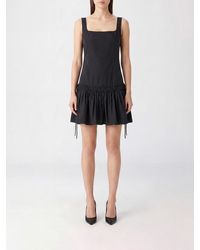Pinko - Enna Off-The-Shoulder Square Neck Cotton Mini Dress - Lyst
