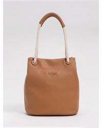 Twinset - Grained Faux Shoulder Bag With Double Handle And Metal Logo - Lyst