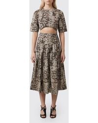 Pinko - Animal Print Cotton Cut-Out Dress - Lyst