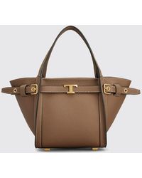 Tod's - T Signature Grained Calf Leather Handbag With Shoulder Strap - Lyst