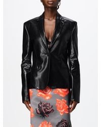 MSGM - Single-Breasted Faux Leather Blazer With Peak Lapels - Lyst