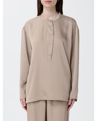 Emporio Armani - Satin Mandarin Collar Blouse - Lyst