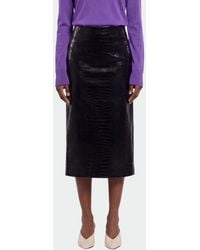 Gucci - Python Print Leather Midi Skirt - Lyst