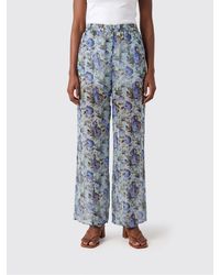 Semicouture - Athena Floral Print High-Waisted Palazzo Trousers - Lyst