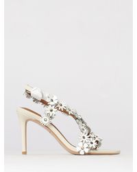 Kurt Geiger - Leather Sandal With Flowers And Rhinestones - Lyst