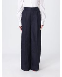 Ralph Lauren - Wide Leg Linen Blend Trousers - Lyst