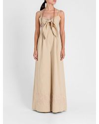 Twinset - Cotton Jumpsuit With Embroidery And Bow - Lyst