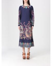 Etro - Cotton Midi Dress With Paisley Print - Lyst