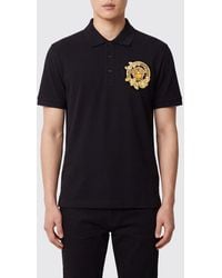 Versace - Short-Sleeved Cotton Polo Shirt With Contrast Medusa Logo - Lyst