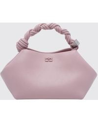 Ganni - Small Recycled Leather Handbag With Butterfly Logo And Braided Handle - Lyst