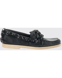 Golden Goose - Smooth Leather Boat Shoes With Raised Apron Toe And Embossed Logo - Lyst