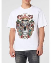 Philipp Plein - Cotton Jersey T-Shirt With Embroidered Skull And Beads - Lyst