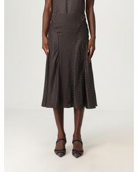 Fendi - Silk Midi Skirt With Monogram Motif - Lyst