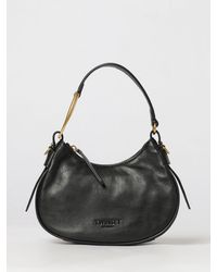 Twinset - Leather Hobo Bag With Tassels And Metal Ring - Lyst