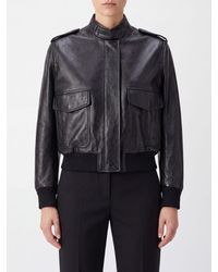 Tom Ford - Lambskin Leather Bomber Jacket With High Neck And Epaulettes - Lyst
