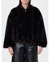 MM6 by Maison Margiela - Cropped Faux Fur Jacket With Bomber Collar - Lyst