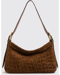 Twinset - Animalier Croc-Embossed Suede Shoulder Bag - Lyst