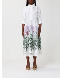 Alberta Ferretti - Cotton Shirt Dress With Floral Print - Lyst