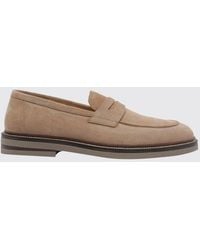 Brunello Cucinelli - Suede Calf Leather Penny Loafers With Strap - Lyst
