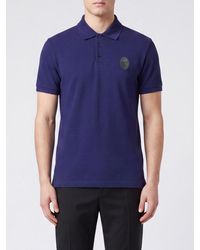 Versace - Short-Sleeved Piqué Cotton Polo Shirt With Medusa Logo Patch - Lyst