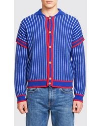 Gcds - Striped Logo Cotton Cardigan - Lyst