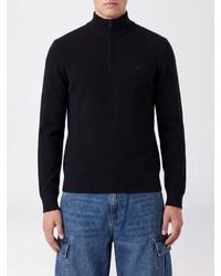Emporio Armani - Cotton Turtleneck Sweater With A Half-Zip Closure - Lyst