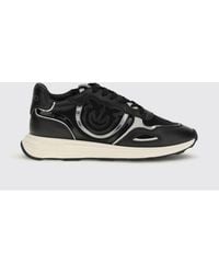 Pinko - Zoe Leather And Mesh Sneakers - Lyst