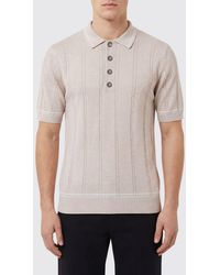 Eleventy - Linen And Cotton Knit Polo Shirt - Lyst