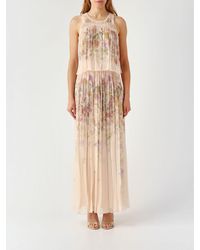Twinset - Long Crêpe Dress With Floral Print - Lyst