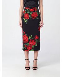 Dolce & Gabbana - Dolce &Amp Gabbana Floral-Print Stretch-Silk Pencil Midi Skirt - Lyst