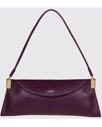 Balmain - 64-83 Smooth Calfskin Leather Shoulder Bag With Flap Closure - Lyst